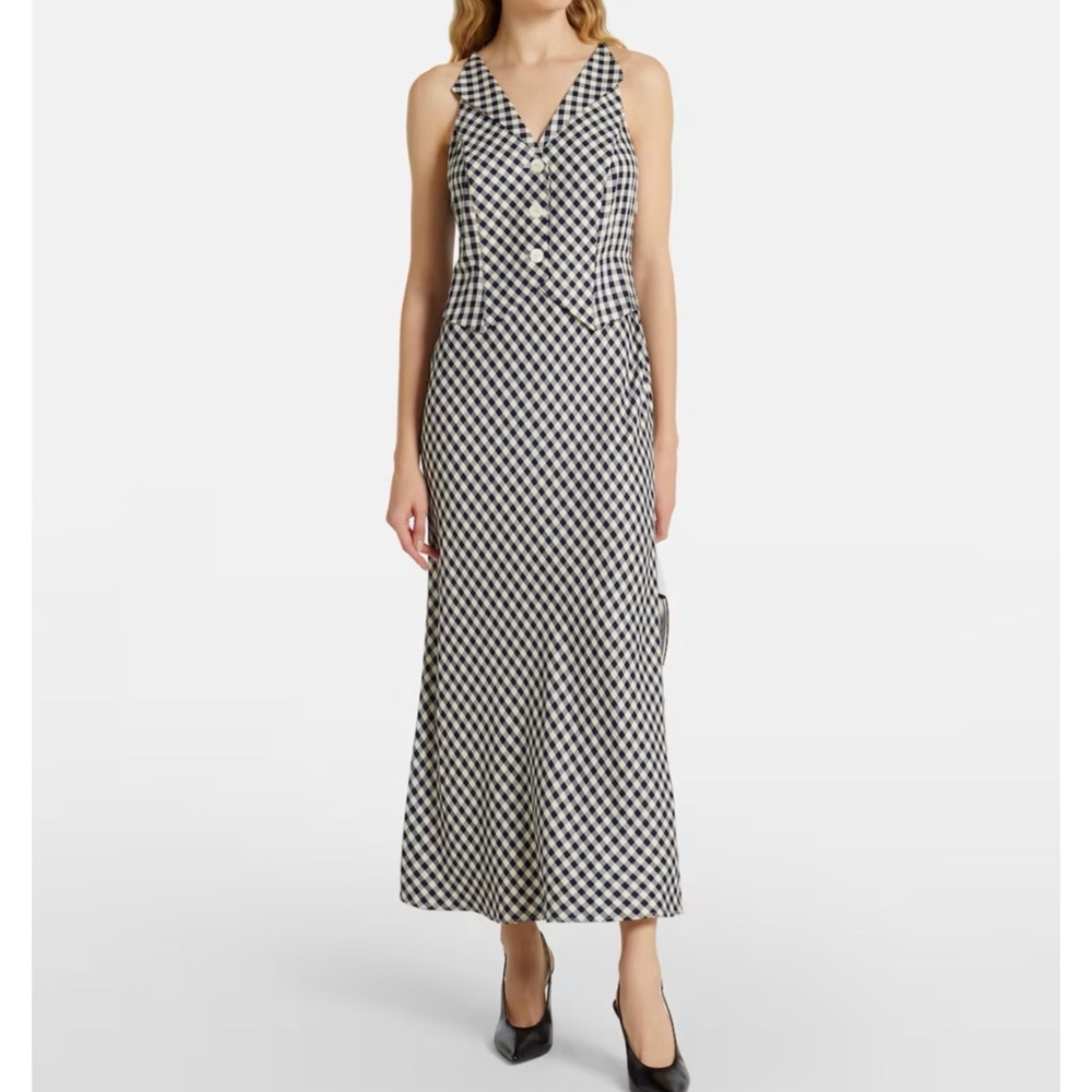 RIXO Kimmy checked maxi dress NEW